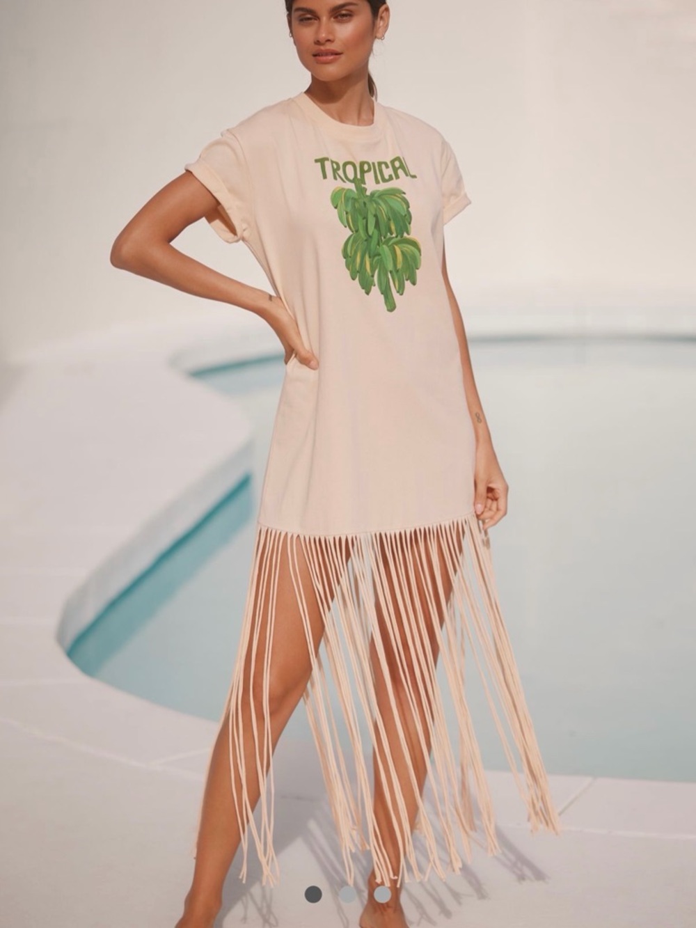 Anthropologie Peach Tee with Green Graphic